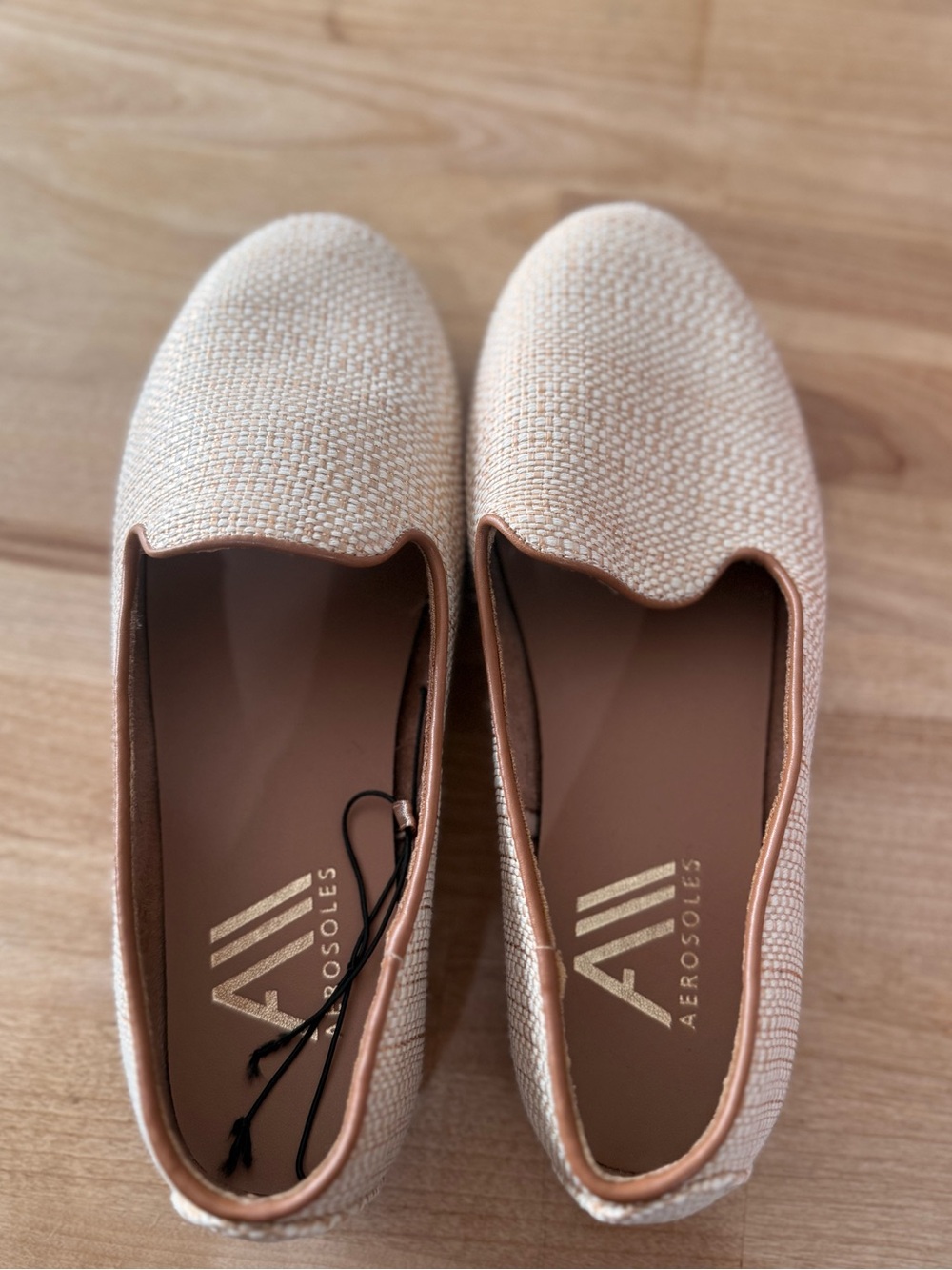 AEROSOLES Cream Textured Slip-On Loafers
